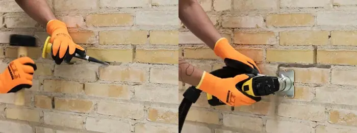 Gamle fuger fjernes ved håndkraft og maskinkraft