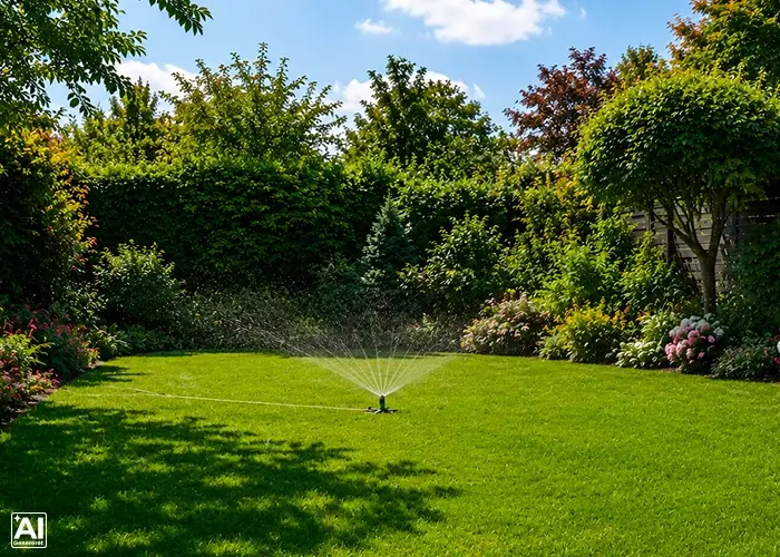 Sprinkler vander græsplæne