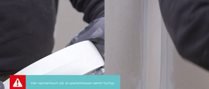 Gipstape rulles over samlinger