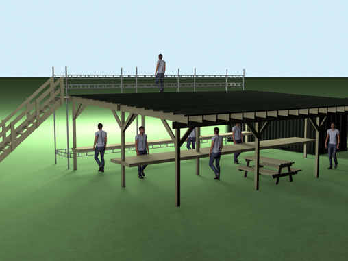 Overdækket opholds- og pitområde