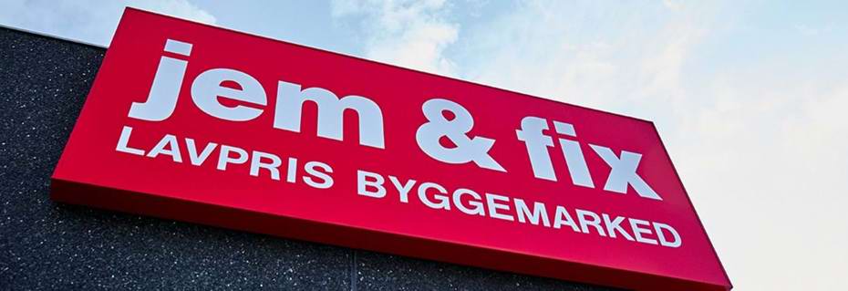 Skilt fra facaden på en jem & fix butik