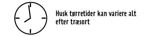 Grafik med ur og tekst om varierende tørretider