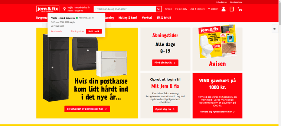 Vælg butik på forsiden allerede