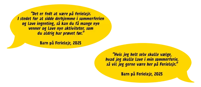 Citater fra to børn, der var på ferielejr i 2025