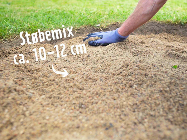 Stabilt støbemix lægges som fundament under bålstedet